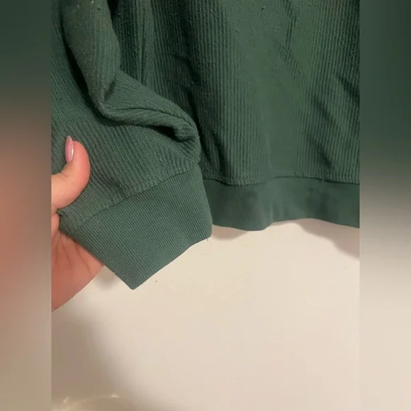 Thread & Supply Forest Green Pullover Quarter Zip Vintage 90’s Look Sweater Blue - Picture 3 of 7
